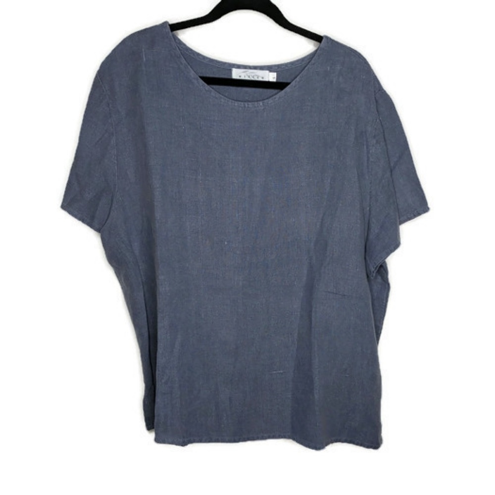 Willow Blue Linen Blouse Sz L